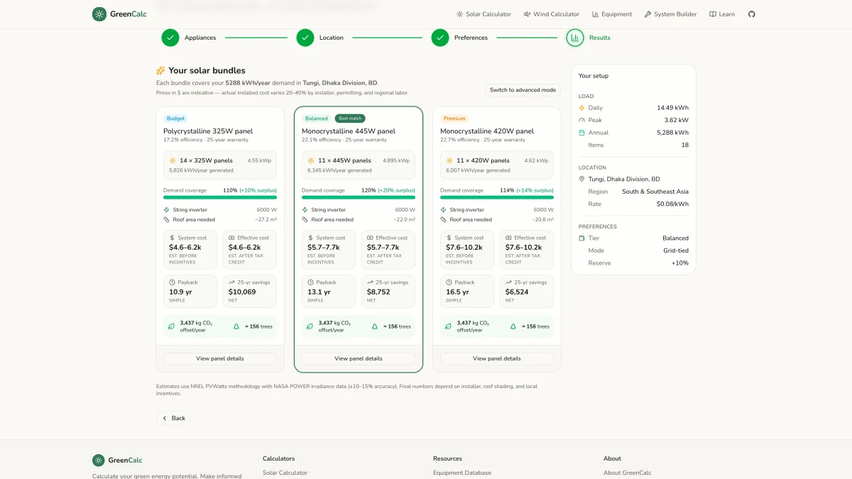 GreenCalc screenshot